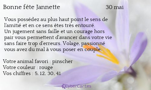 Carte bonne fête Jannette