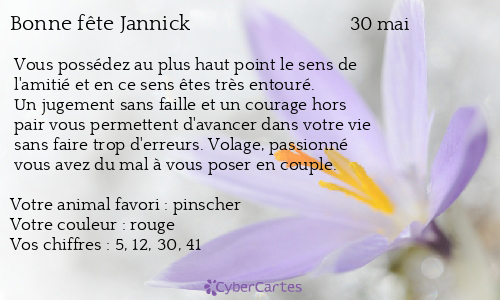 Carte bonne fête Jannick