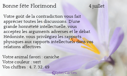 Carte bonne fête Florimond