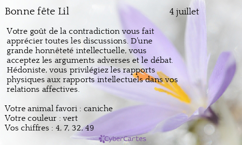 Carte bonne fête Lil