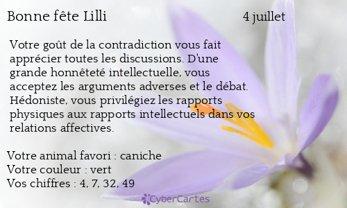 Carte bonne fête Lilli