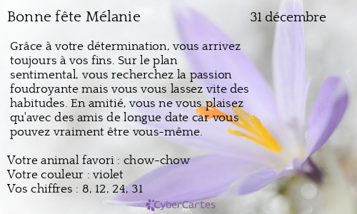 Carte bonne fête Mélanie