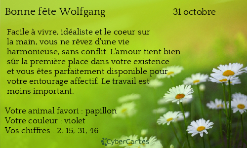 Carte bonne fête Wolfgang