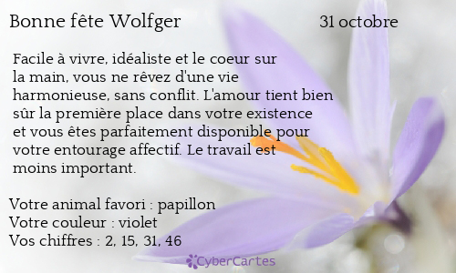 Carte bonne fête Wolfger