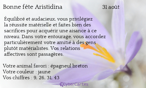 Carte bonne fête Aristidina