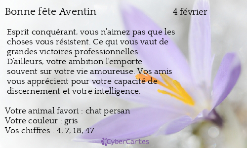 Carte bonne fête Aventin