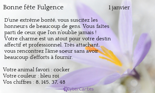 Carte bonne fête Fulgence
