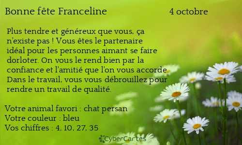 Carte bonne fête Franceline
