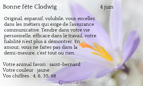 Carte bonne fête Clodwig