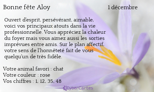 Carte bonne fête Aloy