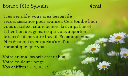 Carte bonne fête Sylvain