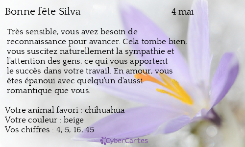 Carte bonne fête Silva