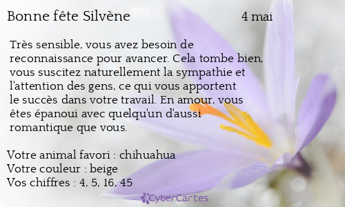 Carte bonne fête Silvène