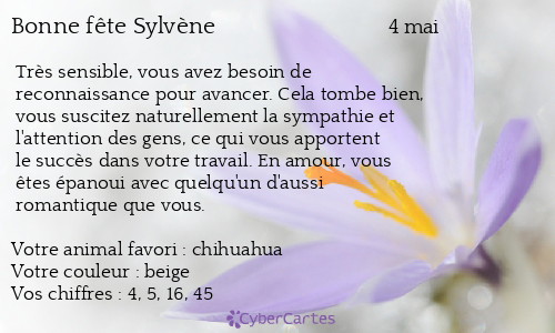 Carte bonne fête Sylvène
