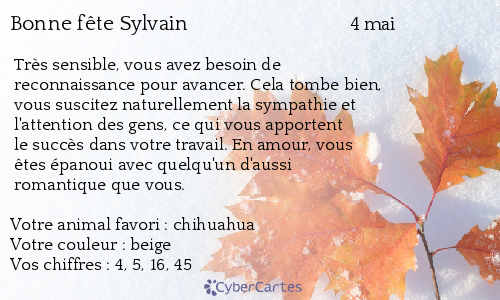 Carte bonne fête Sylvain