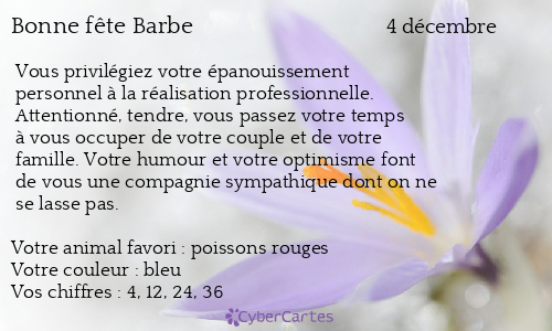 Carte bonne fête Barbe