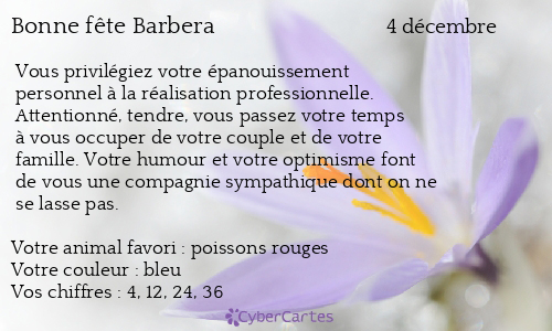 Carte bonne fête Barbera