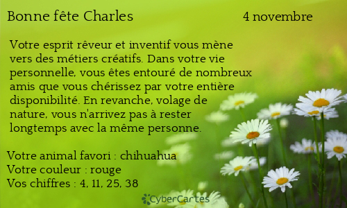 Carte bonne fête Charles