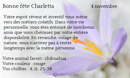 Carte bonne fête Charletta