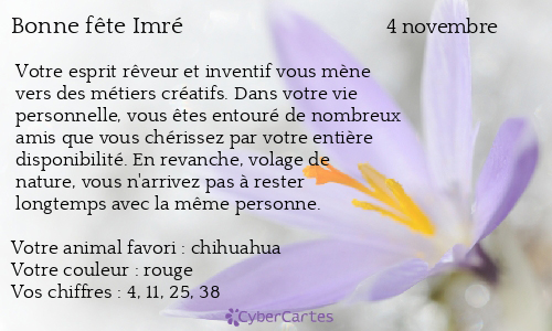 Carte bonne fête Imré