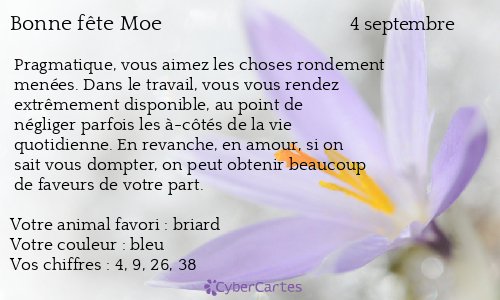 Carte bonne fête Moe