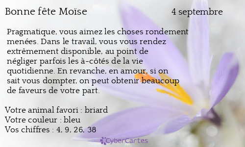 Carte bonne fête Moïse