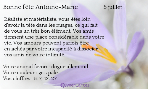 Carte bonne fête Antoine-Marie