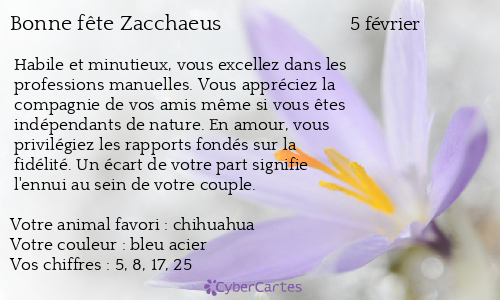 Carte bonne fête Zacchaeus
