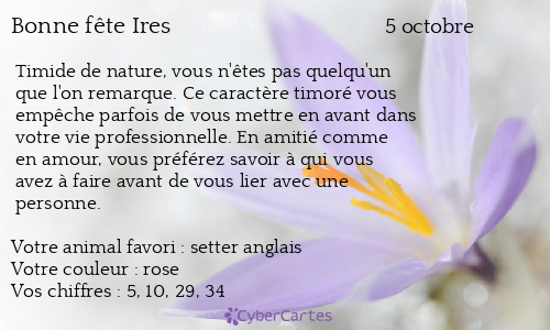 Carte bonne f&ecirc;te Ires