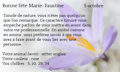Carte bonne fête Marie-Faustine