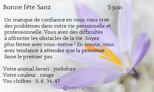 Carte bonne fête Sanz