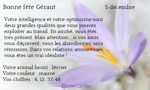 Carte bonne fête Géraut