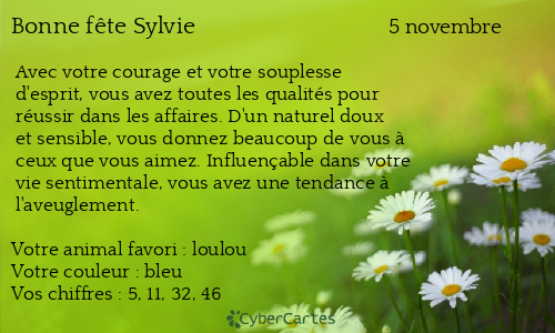 Carte bonne fête Sylvie