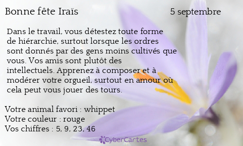 Carte bonne fête Iraïs