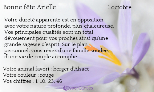 Carte bonne fête Arielle