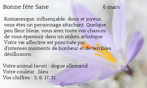 Carte bonne fête Sane