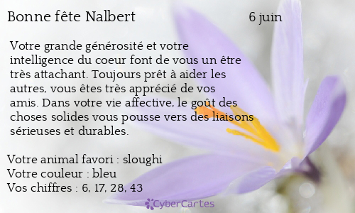 Carte bonne fête Nalbert