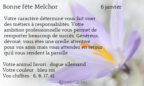 Carte bonne fête Melchor