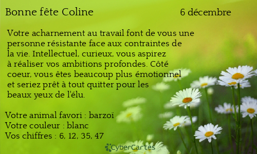 Carte bonne fête Coline