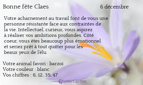 Carte bonne f&ecirc;te Claes