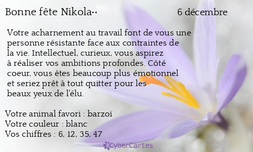 Carte bonne fête Nikola��