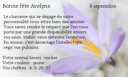 Carte bonne fête Avelyne