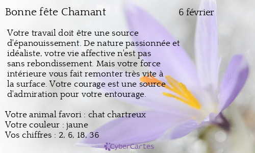 Carte bonne fête Chamant