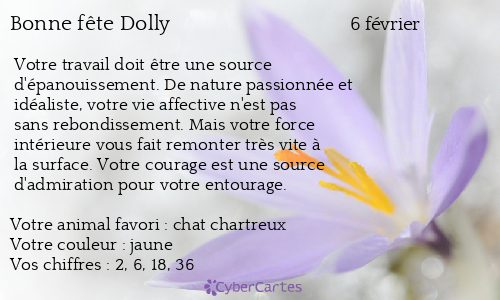 Carte bonne f&ecirc;te Dolly