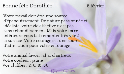 Carte bonne f&ecirc;te Dorothée