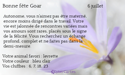 Carte bonne fête Goar