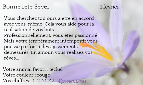 Carte bonne fête Sever