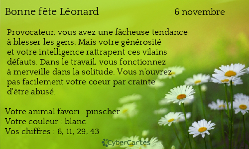 Carte bonne fête Léonard
