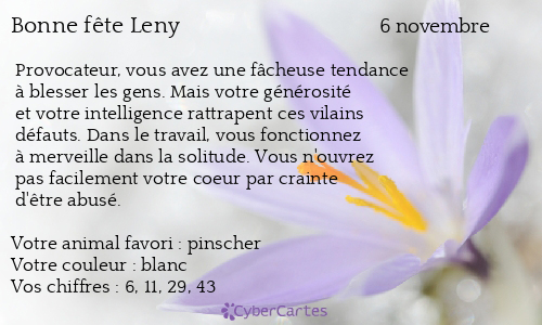 Carte bonne fête Leny