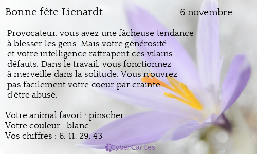 Carte bonne fête Lienardt